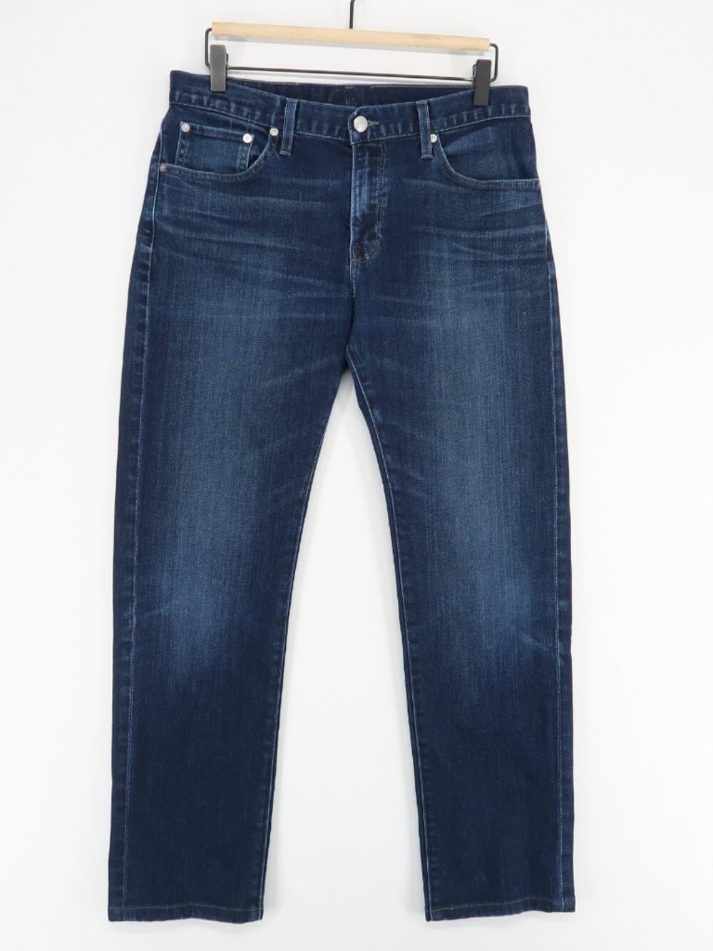 SMN Denim Hunter Jeans Mens 32 Blue Standard Slim Stretch Made‎ In USA Hemmed*